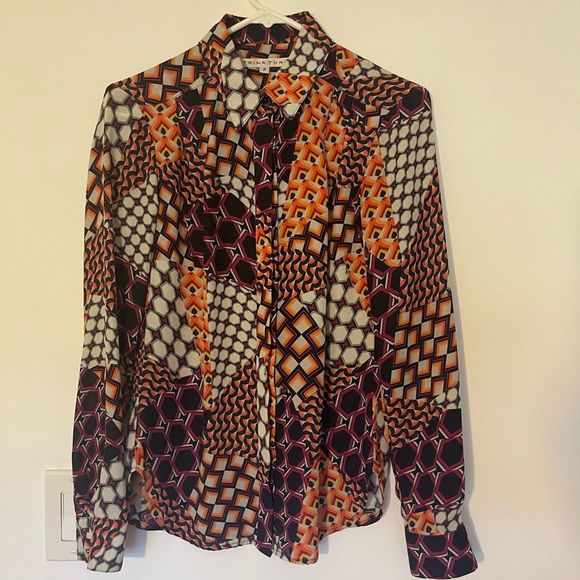 Trina Turk decorative blouse button up - Picture 2 of 4